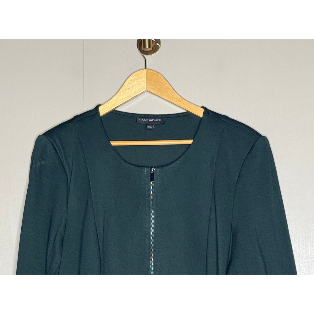 Lane Bryant Dark Green Peplum Zip Front Jacket Plus Size 18 - Picture 3 of 9